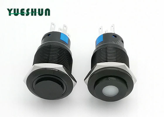คุณภาพ  19mm Aluminum Push Button Switch High Round Head Blue White LED Lighted โรงงาน