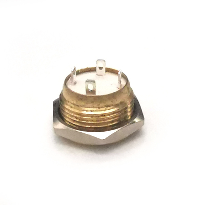 สวิตช์ปุ่มกดทองเหลือง LED เรืองแสงกันน้ำ Micro 22mm รีเซ็ตตัวเอง